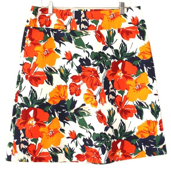 OSCAR by Oscar de la Renta Floral A-Line Stretchy Cotton Skirt - Picture 2 of 9